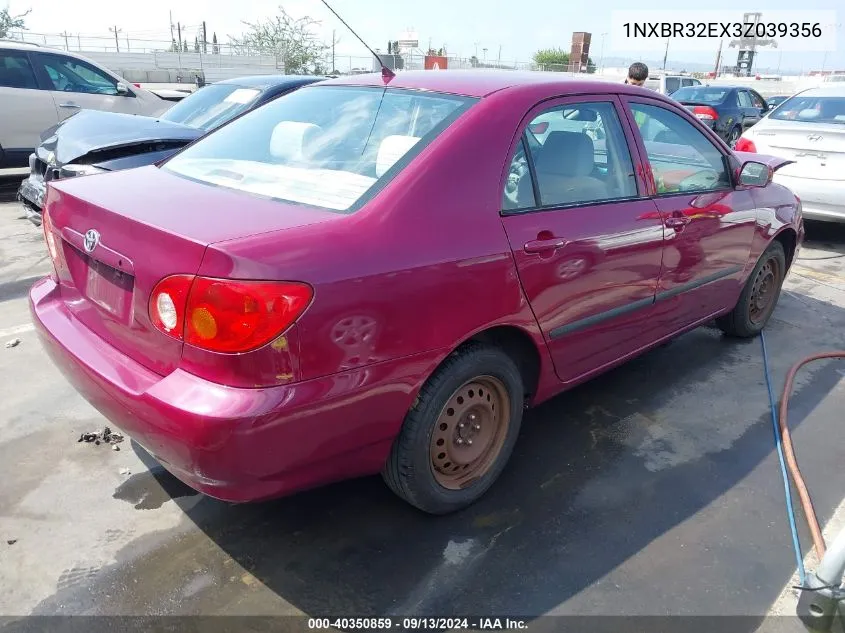 2003 Toyota Corolla Ce/Le/S VIN: 1NXBR32EX3Z039356 Lot: 40350859