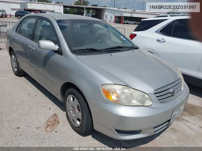 2003 Toyota Corolla Le VIN: 1NXBR32E33Z031597 Lot: 40351165