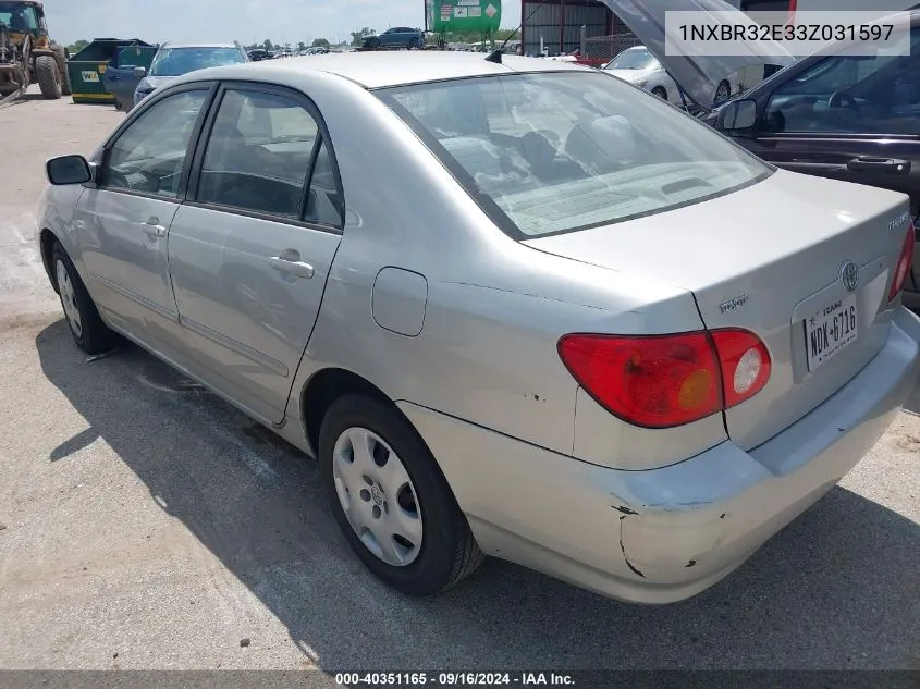 2003 Toyota Corolla Le VIN: 1NXBR32E33Z031597 Lot: 40351165