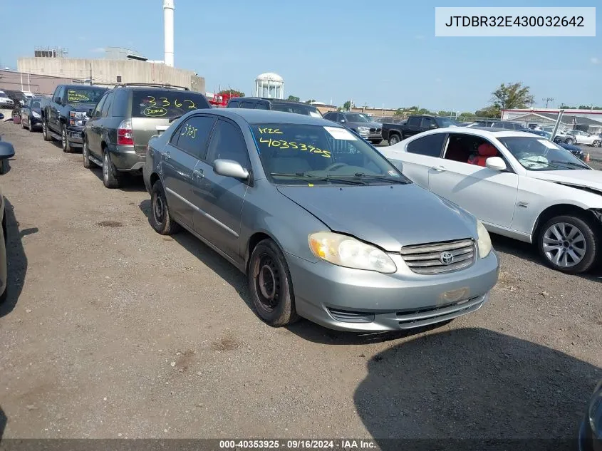 2003 Toyota Corolla Le VIN: JTDBR32E430032642 Lot: 40353925