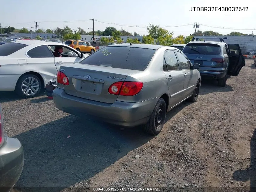 2003 Toyota Corolla Le VIN: JTDBR32E430032642 Lot: 40353925