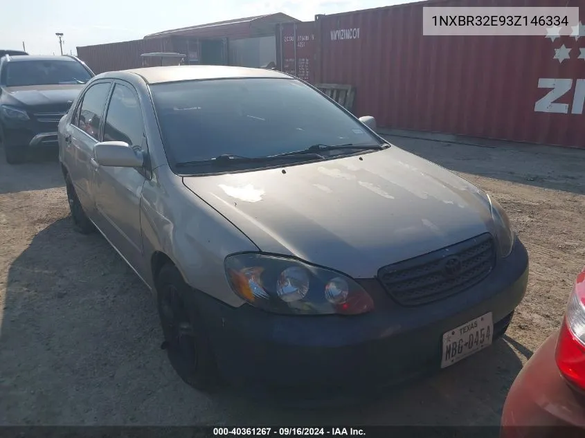 2003 Toyota Corolla Le VIN: 1NXBR32E93Z146334 Lot: 40361267