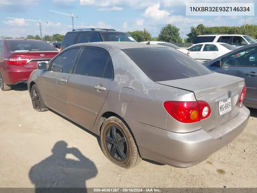 2003 Toyota Corolla Le VIN: 1NXBR32E93Z146334 Lot: 40361267