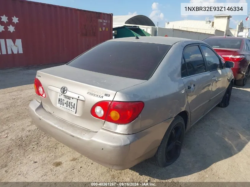 2003 Toyota Corolla Le VIN: 1NXBR32E93Z146334 Lot: 40361267