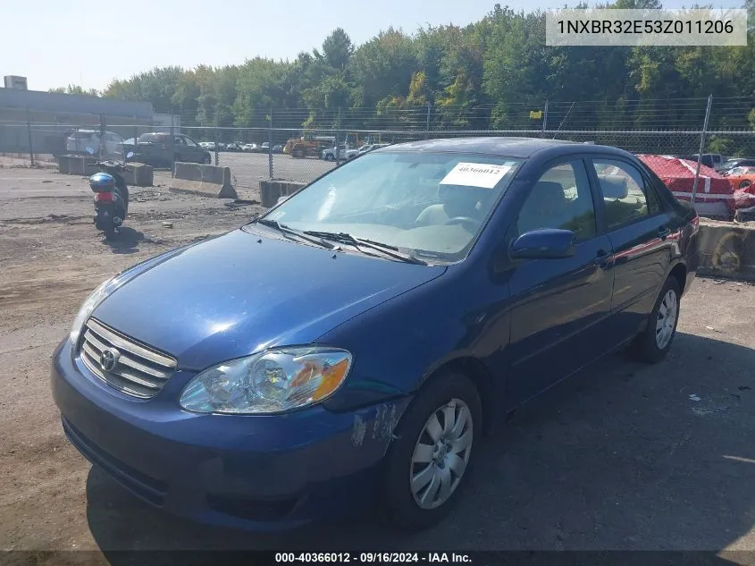 2003 Toyota Corolla Le VIN: 1NXBR32E53Z011206 Lot: 40366012