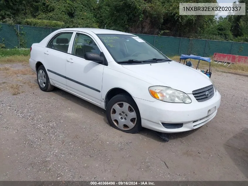 2003 Toyota Corolla Ce VIN: 1NXBR32EX3Z020337 Lot: 40366498