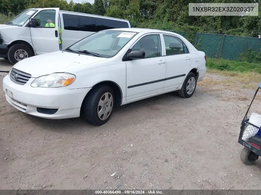 2003 Toyota Corolla Ce VIN: 1NXBR32EX3Z020337 Lot: 40366498