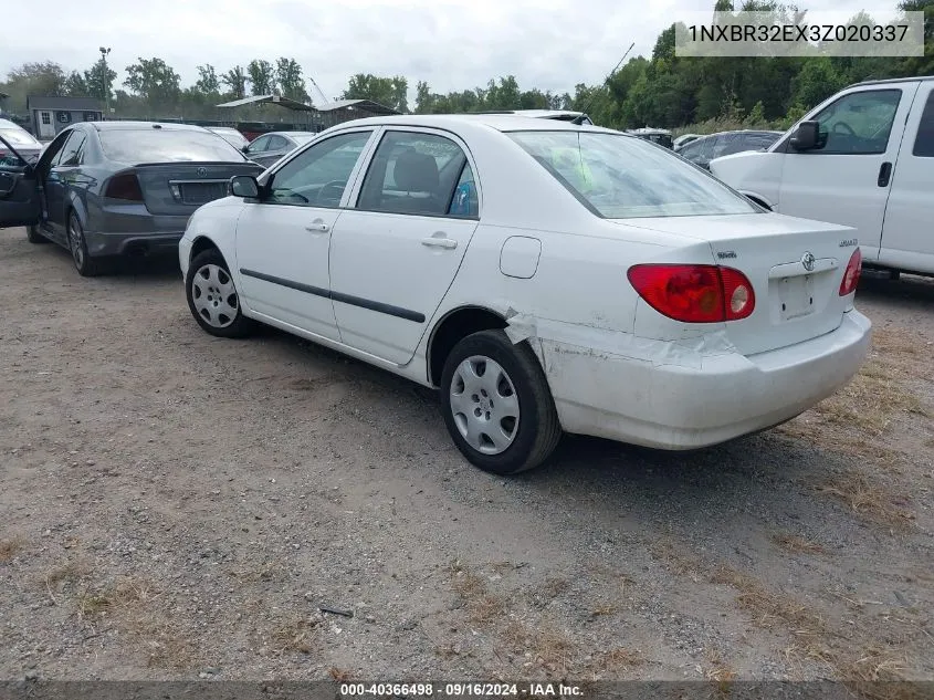 2003 Toyota Corolla Ce VIN: 1NXBR32EX3Z020337 Lot: 40366498