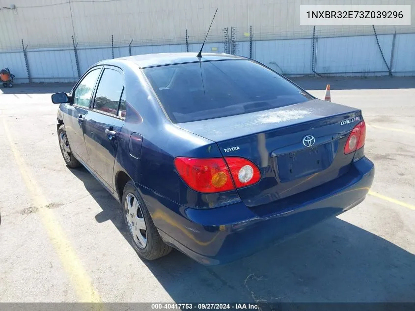 2003 Toyota Corolla Ce VIN: 1NXBR32E73Z039296 Lot: 40417753