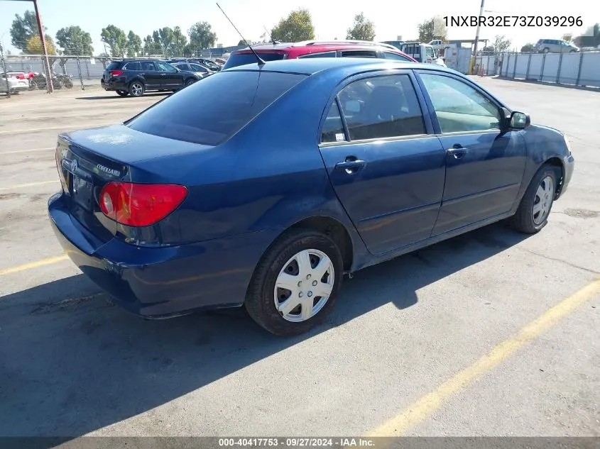 2003 Toyota Corolla Ce VIN: 1NXBR32E73Z039296 Lot: 40417753