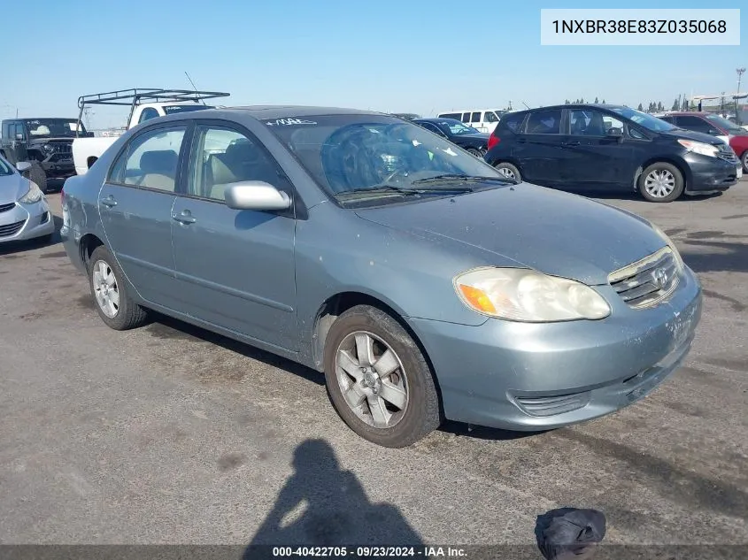 2003 Toyota Corolla Le VIN: 1NXBR38E83Z035068 Lot: 40422705