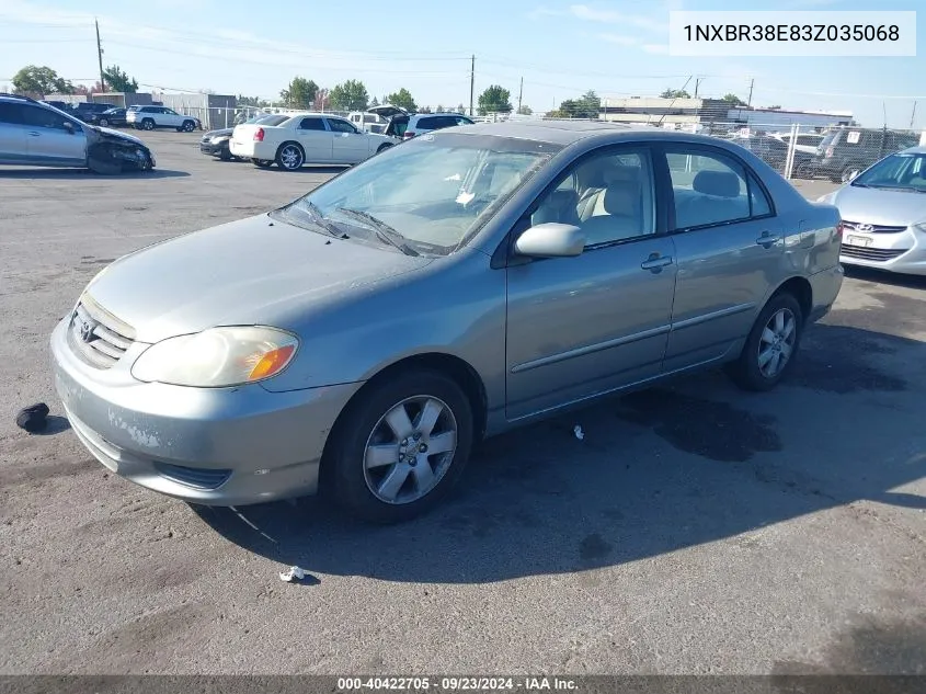 2003 Toyota Corolla Le VIN: 1NXBR38E83Z035068 Lot: 40422705