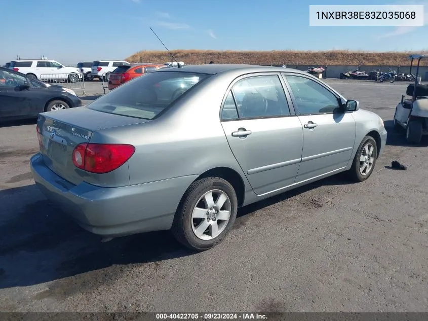 2003 Toyota Corolla Le VIN: 1NXBR38E83Z035068 Lot: 40422705