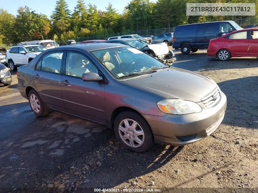 2003 Toyota Corolla Le VIN: 2T1BR32E43C117812 Lot: 40433521