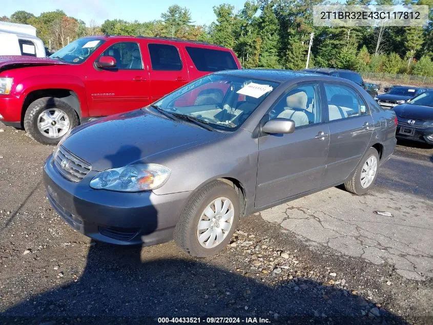 2003 Toyota Corolla Le VIN: 2T1BR32E43C117812 Lot: 40433521