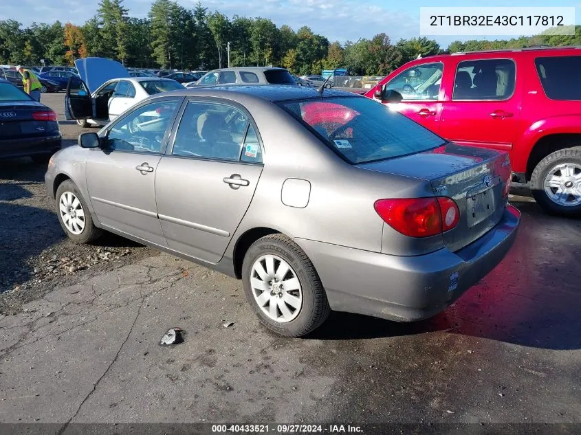 2003 Toyota Corolla Le VIN: 2T1BR32E43C117812 Lot: 40433521