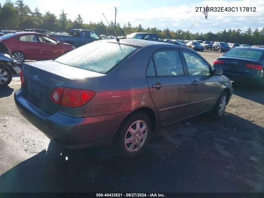 2003 Toyota Corolla Le VIN: 2T1BR32E43C117812 Lot: 40433521