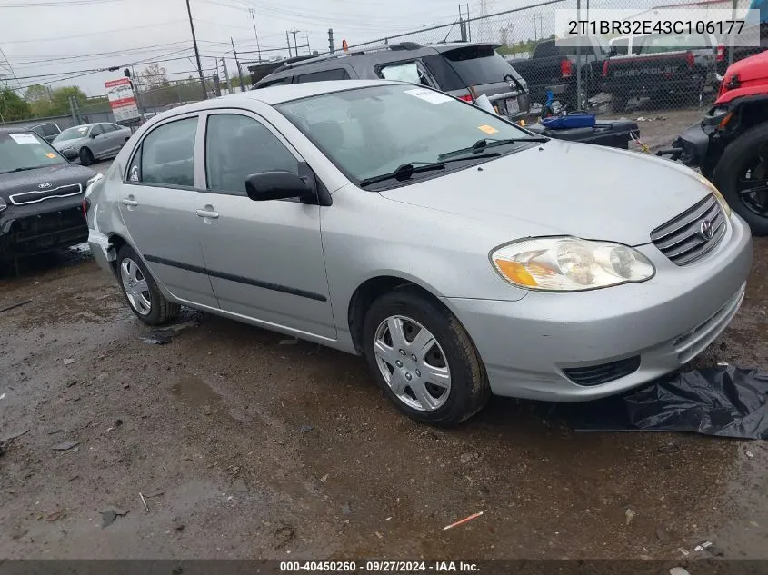 2003 Toyota Corolla Ce VIN: 2T1BR32E43C106177 Lot: 40450260