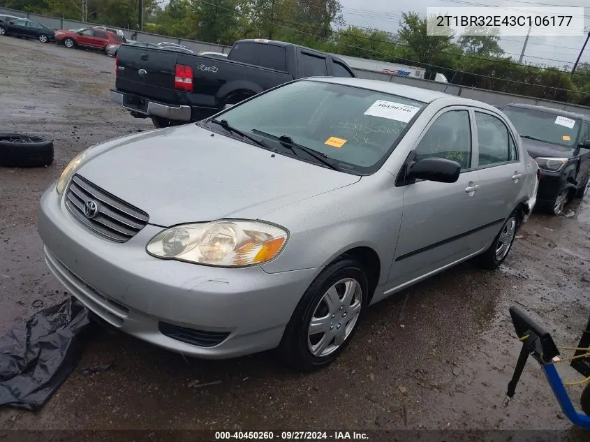 2003 Toyota Corolla Ce VIN: 2T1BR32E43C106177 Lot: 40450260