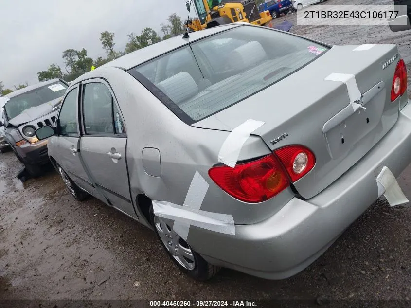 2003 Toyota Corolla Ce VIN: 2T1BR32E43C106177 Lot: 40450260