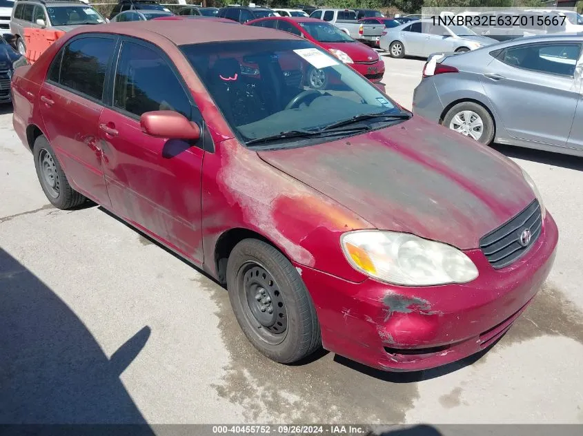 2003 Toyota Corolla Le VIN: 1NXBR32E63Z015667 Lot: 40455752