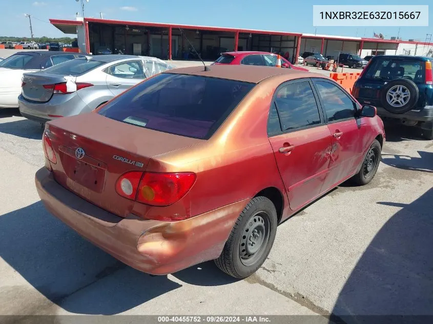 2003 Toyota Corolla Le VIN: 1NXBR32E63Z015667 Lot: 40455752