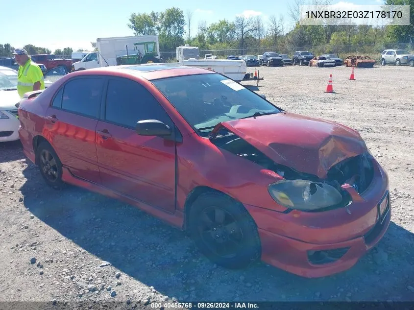 2003 Toyota Corolla S VIN: 1NXBR32E03Z178170 Lot: 40455768