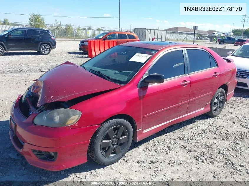 2003 Toyota Corolla S VIN: 1NXBR32E03Z178170 Lot: 40455768