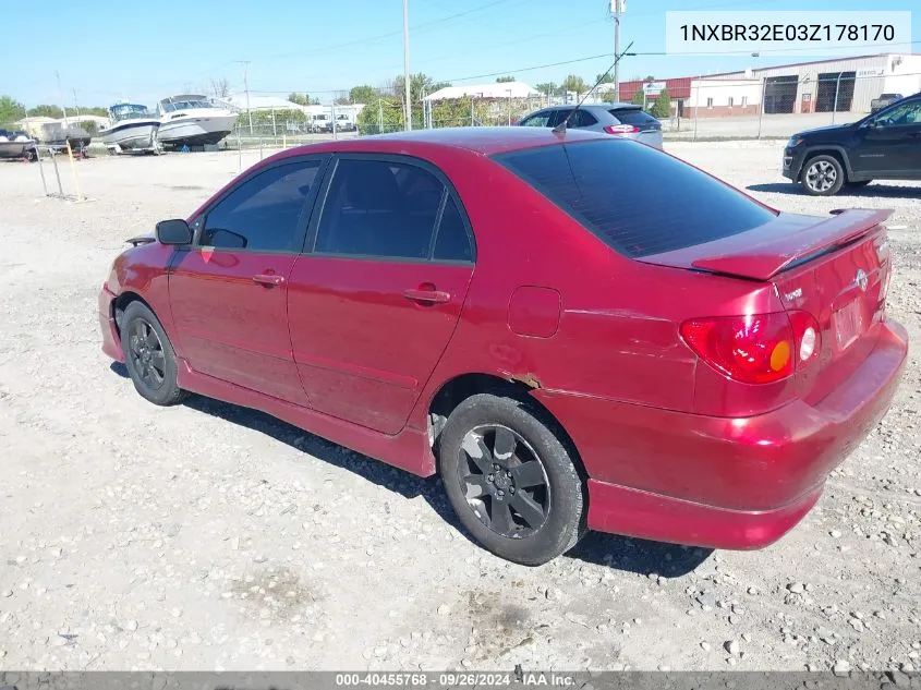 2003 Toyota Corolla S VIN: 1NXBR32E03Z178170 Lot: 40455768