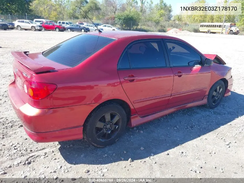 2003 Toyota Corolla S VIN: 1NXBR32E03Z178170 Lot: 40455768