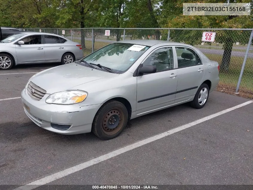 2003 Toyota Corolla Ce/Le/S VIN: 2T1BR32E03C156168 Lot: 40470845