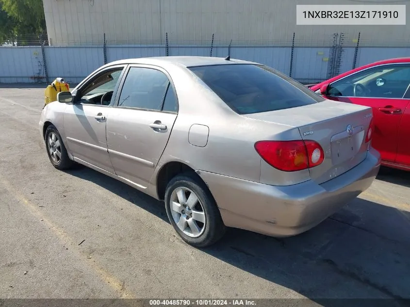 2003 Toyota Corolla Le VIN: 1NXBR32E13Z171910 Lot: 40485790