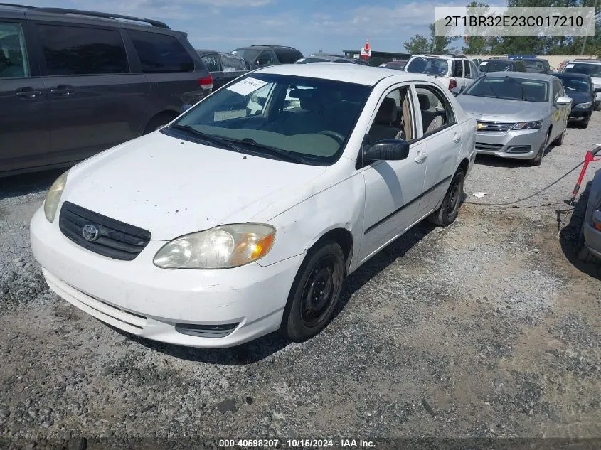 2003 Toyota Corolla Ce VIN: 2T1BR32E23C017210 Lot: 40598207