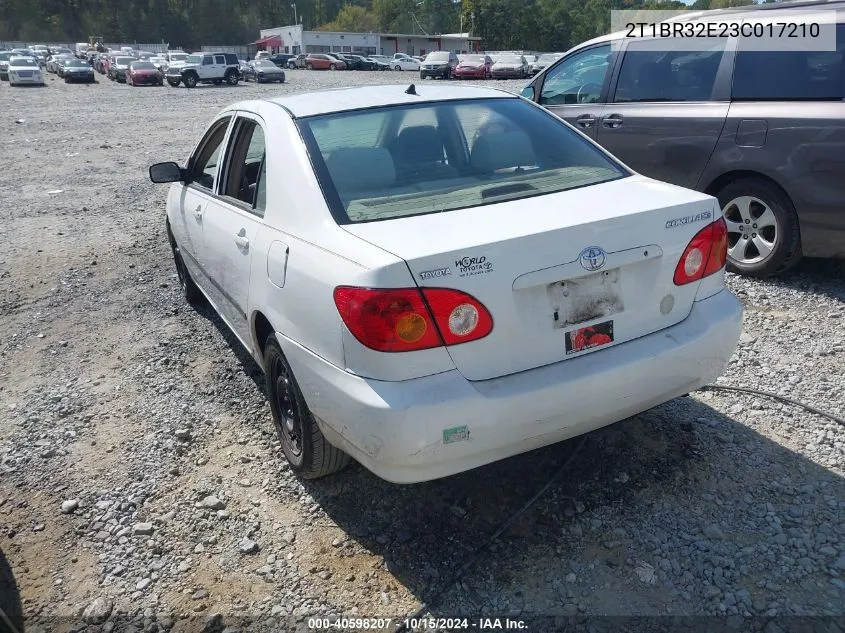 2003 Toyota Corolla Ce VIN: 2T1BR32E23C017210 Lot: 40598207