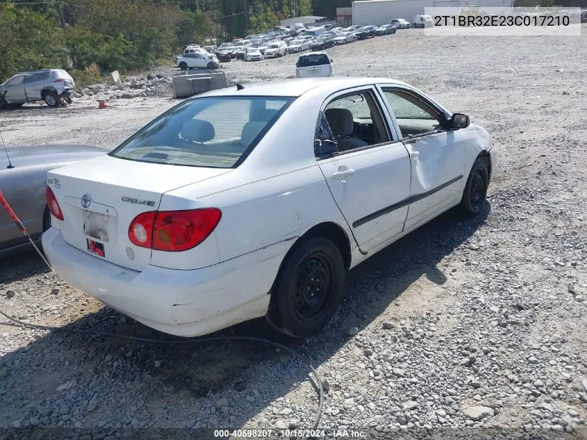 2003 Toyota Corolla Ce VIN: 2T1BR32E23C017210 Lot: 40598207