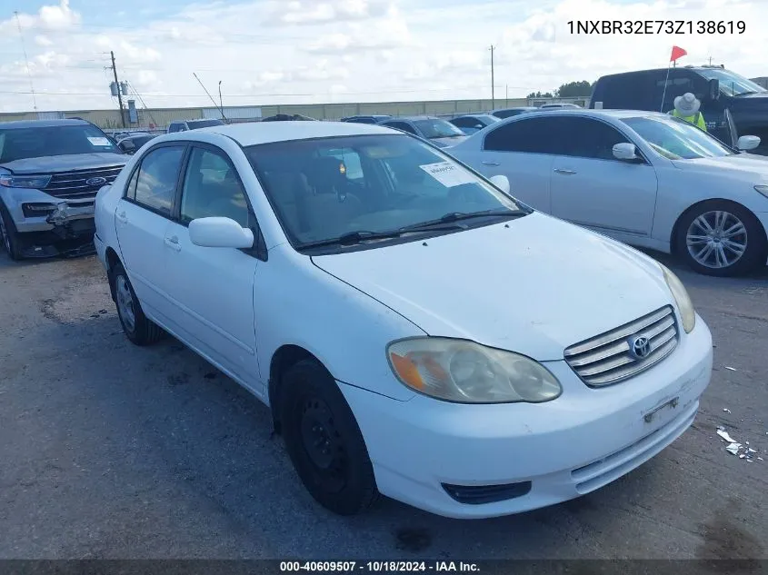 2003 Toyota Corolla Le VIN: 1NXBR32E73Z138619 Lot: 40609507