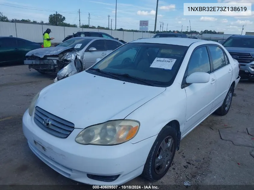 2003 Toyota Corolla Le VIN: 1NXBR32E73Z138619 Lot: 40609507