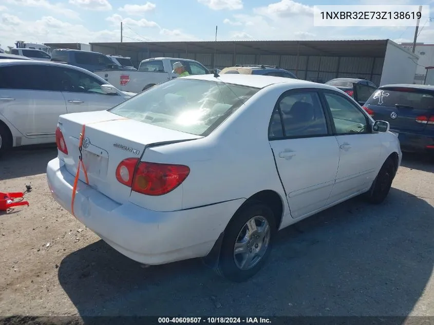 2003 Toyota Corolla Le VIN: 1NXBR32E73Z138619 Lot: 40609507