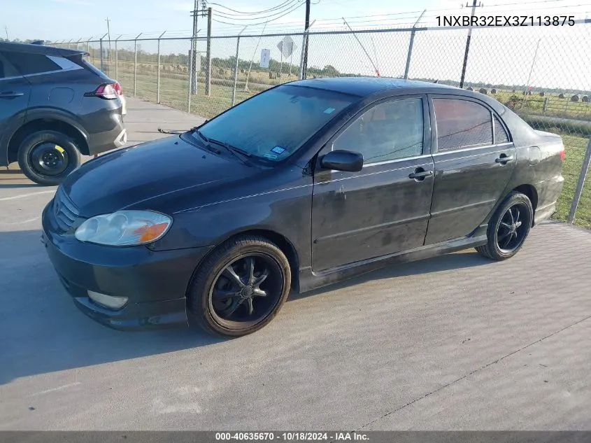 2003 Toyota Corolla S VIN: 1NXBR32EX3Z113875 Lot: 40635670