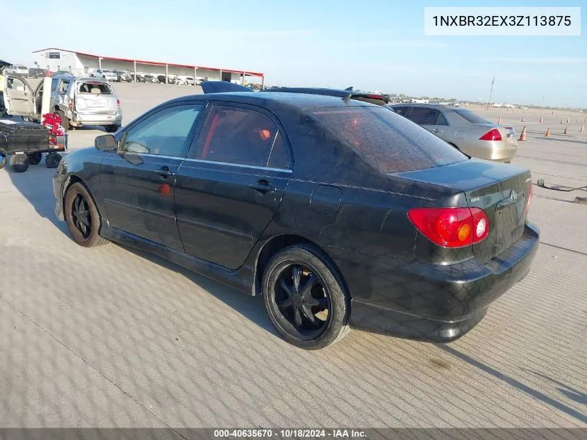 2003 Toyota Corolla S VIN: 1NXBR32EX3Z113875 Lot: 40635670