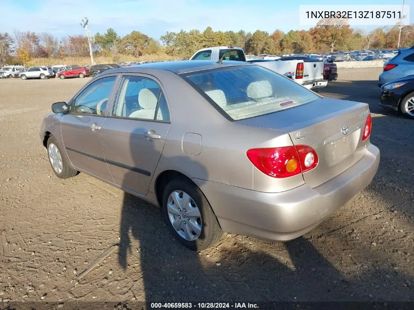 2003 Toyota Corolla Ce/Le/S VIN: 1NXBR32E13Z187511 Lot: 40659583