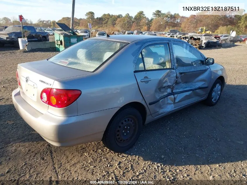 2003 Toyota Corolla Ce/Le/S VIN: 1NXBR32E13Z187511 Lot: 40659583