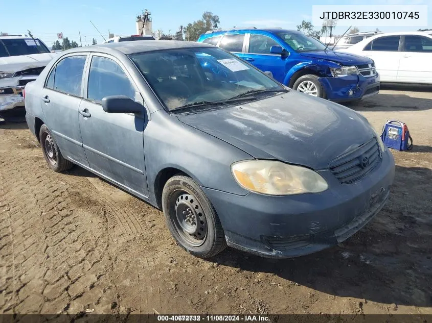 2003 Toyota Corolla Ce VIN: JTDBR32E330010745 Lot: 40672732