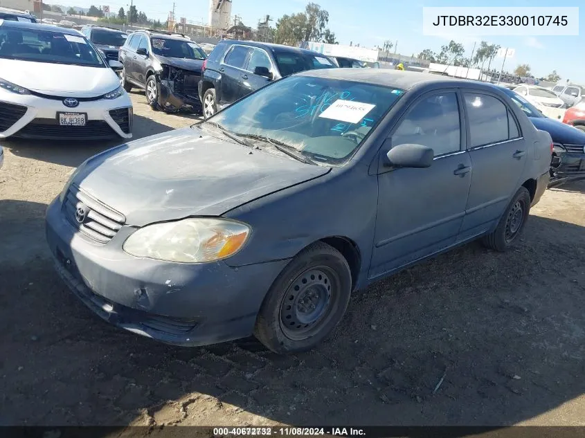 2003 Toyota Corolla Ce VIN: JTDBR32E330010745 Lot: 40672732