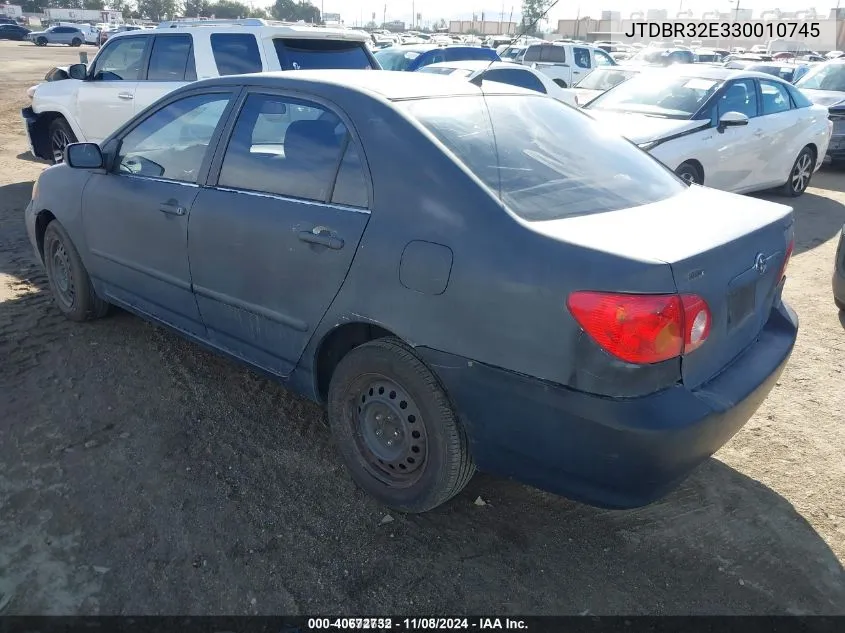 2003 Toyota Corolla Ce VIN: JTDBR32E330010745 Lot: 40672732