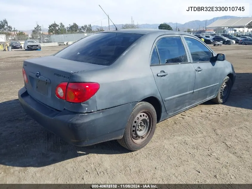 2003 Toyota Corolla Ce VIN: JTDBR32E330010745 Lot: 40672732