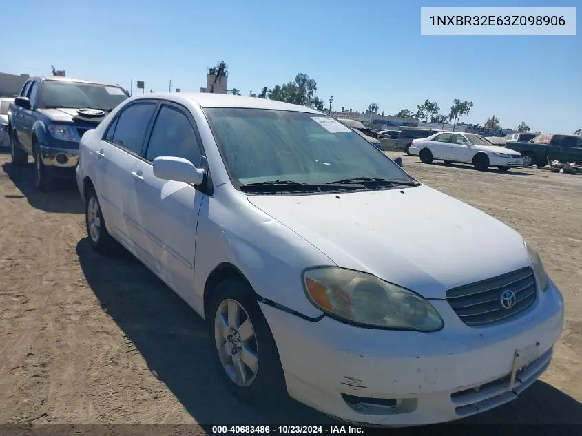 2003 Toyota Corolla Le VIN: 1NXBR32E63Z098906 Lot: 40683486