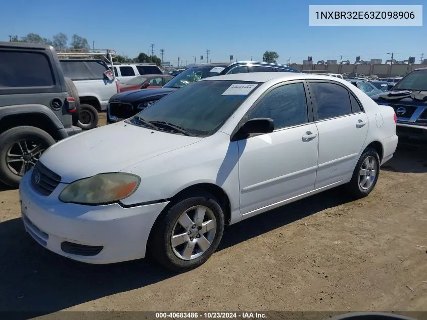 2003 Toyota Corolla Le VIN: 1NXBR32E63Z098906 Lot: 40683486