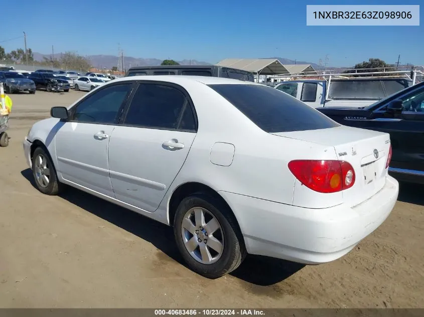 2003 Toyota Corolla Le VIN: 1NXBR32E63Z098906 Lot: 40683486