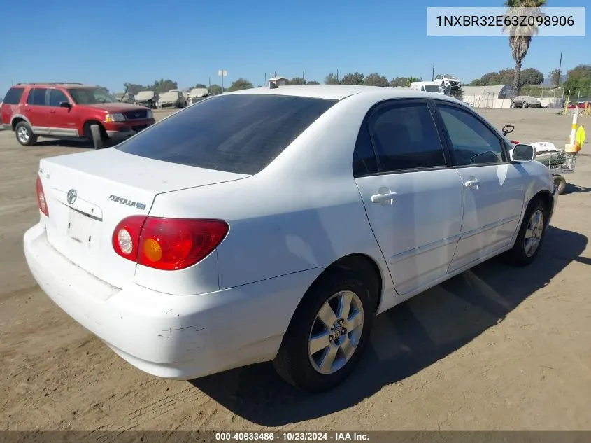 2003 Toyota Corolla Le VIN: 1NXBR32E63Z098906 Lot: 40683486